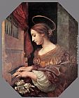 Cecilia Canvas Paintings - St Cecilia at the Organ